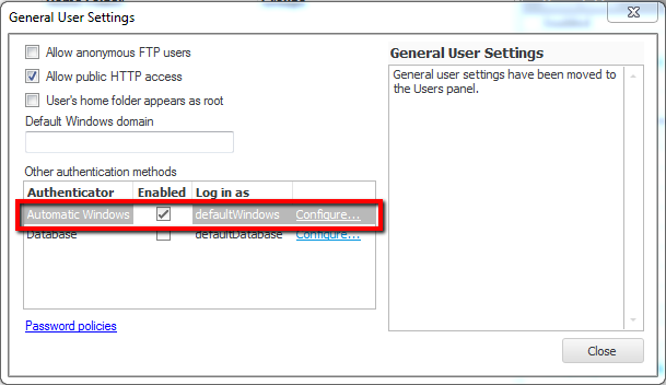 Windows authentication